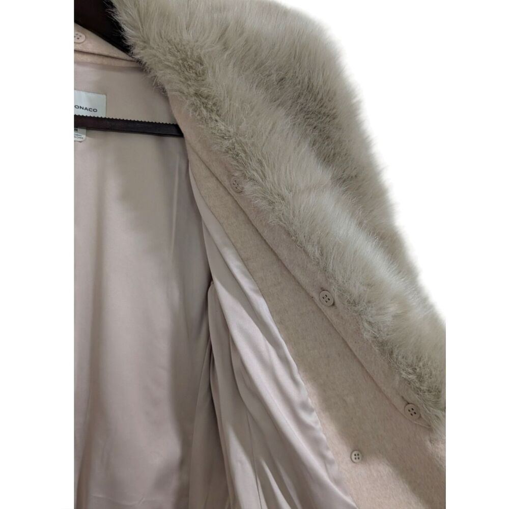 Club Monaco Pink Daylina Wool Wrap Coat w/ Detachable Faux Fur Trim M - Picture 8 of 11